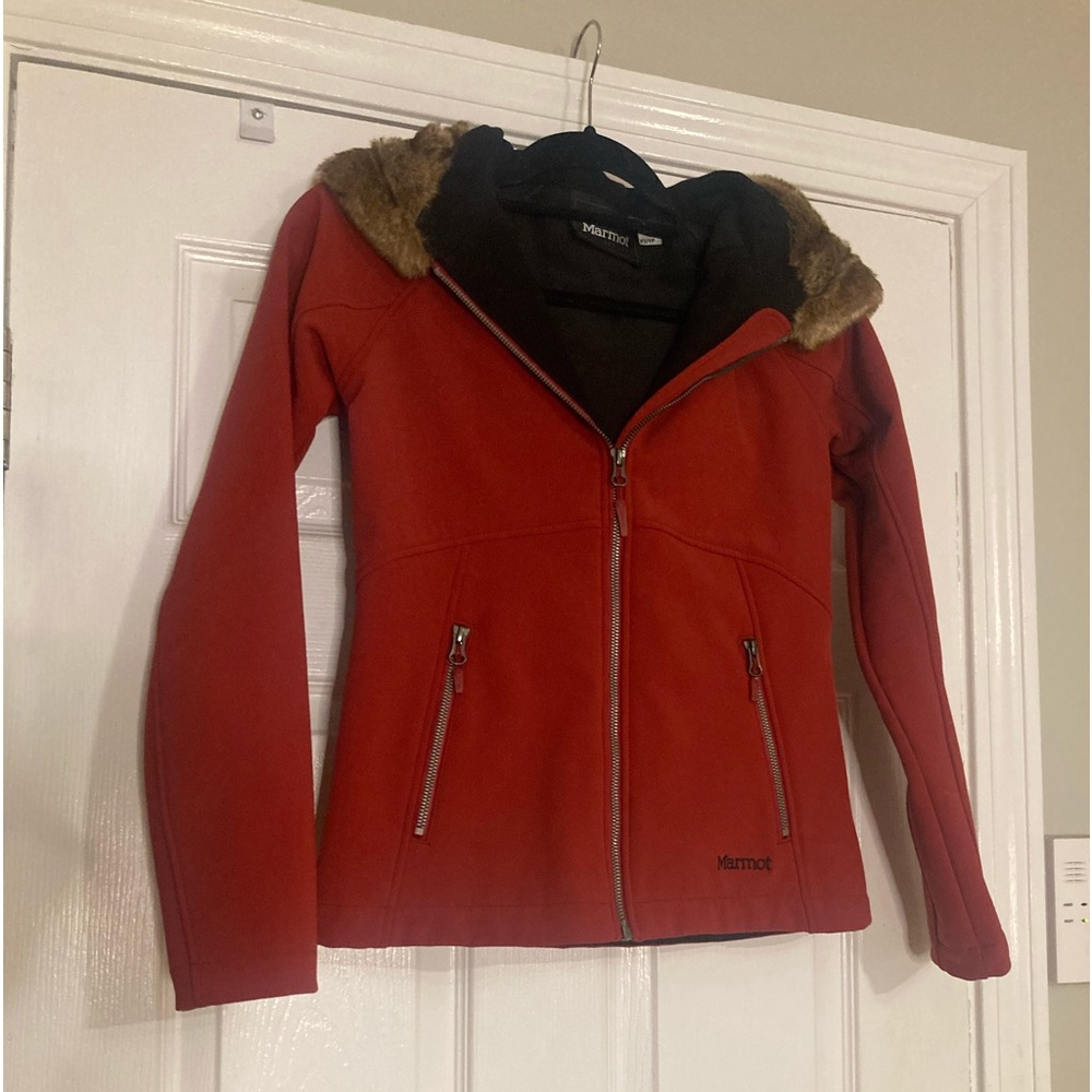Marmot soft shell jacket with plush fur hood